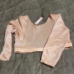 SKIMS Sheer Beige Long Sleeve Crop Top